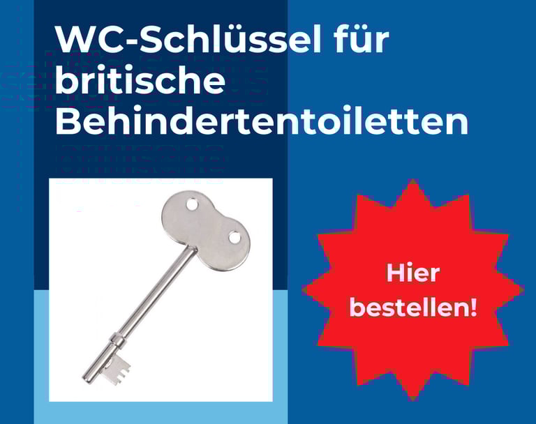 Werbung: WC-Schlüssel für britische Behindertentoiletten. Hier bestellen!