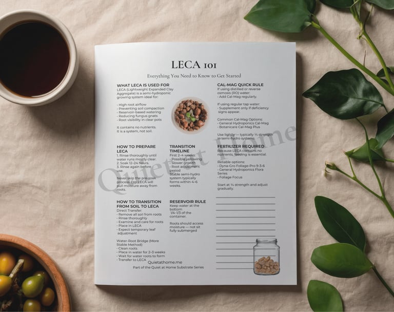 LECA semi hydro substrate recipe printable guide for indoor plant care 