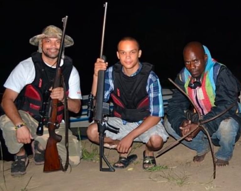 Ian with his son Brennan and Mfumu