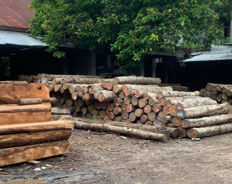 Traditional teak wood joinery technique used in Joglo construction ensuring durability and structural integrity