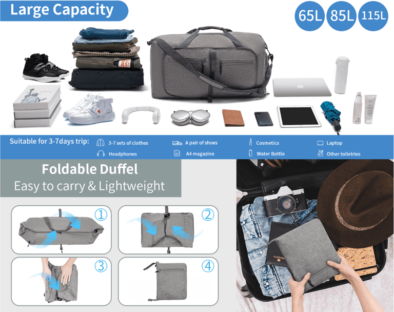 Large weekender duffel bag