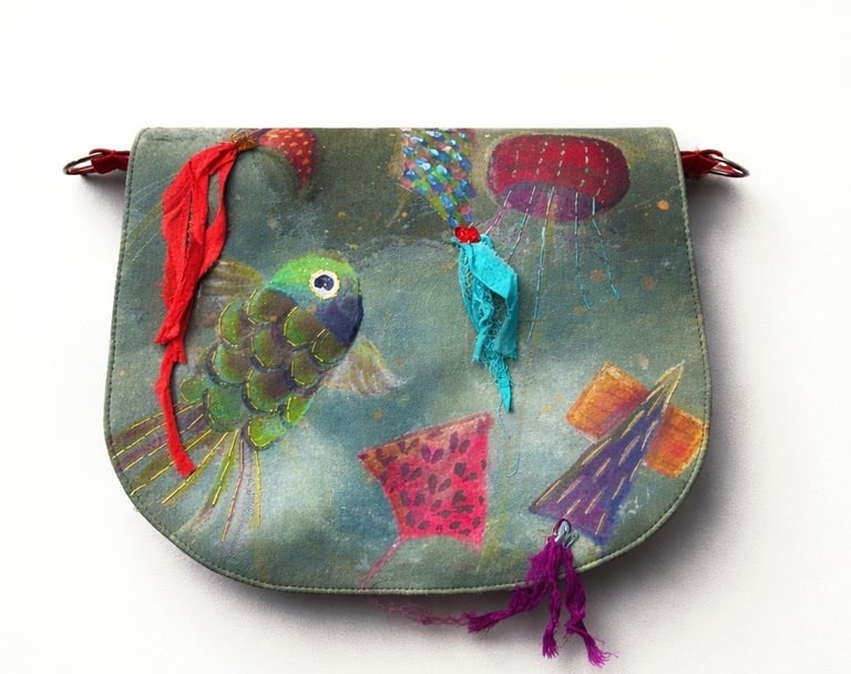 Sac cerf volant peint à la main 