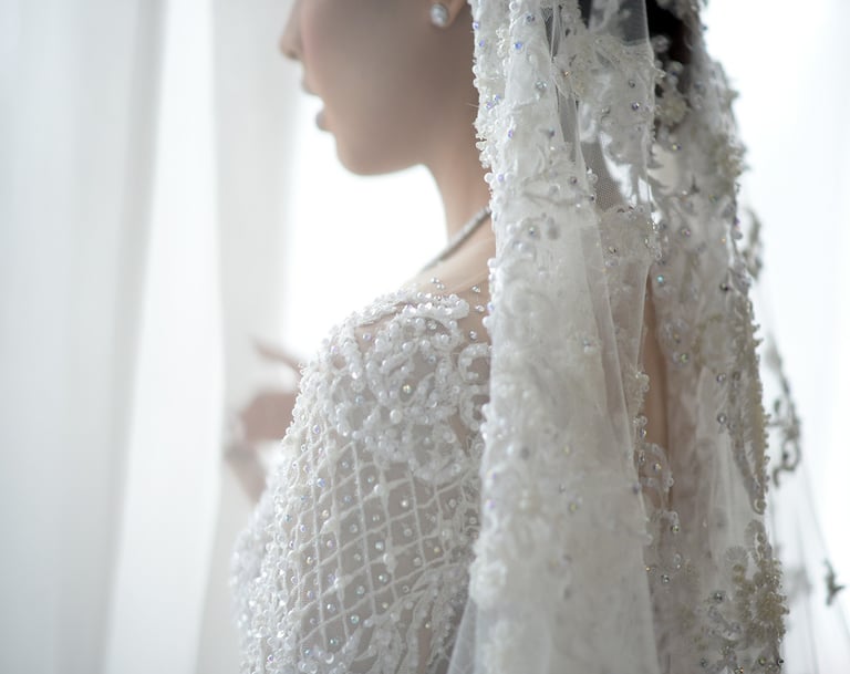 wedding photographer, a woman in a wedding dress with a veil