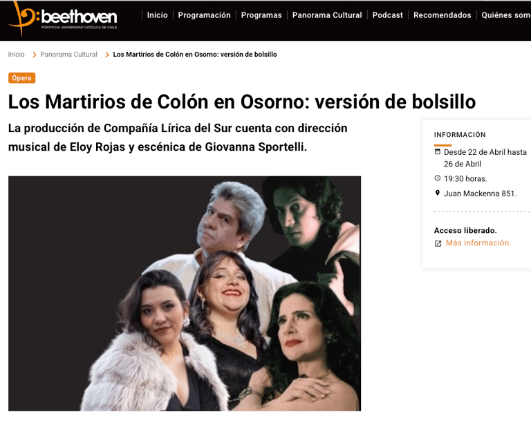 Eloy Rojas Quintero y La Ópera Los Martirios de Colón