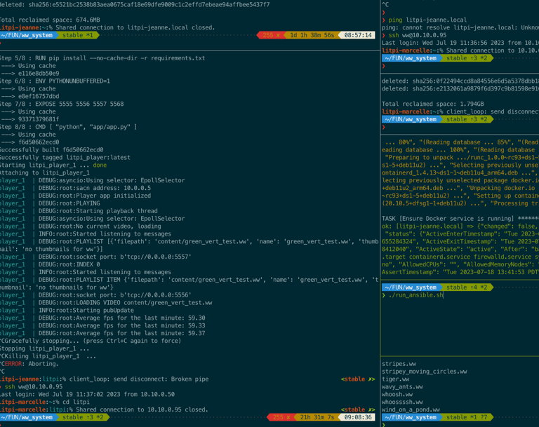There aren't many pictures of software, but this was 1/5th of my tmux windows during development