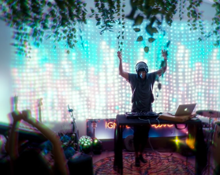 DJ performing live in DTLA crowd for BrandNests music marketing and video production portfolio.