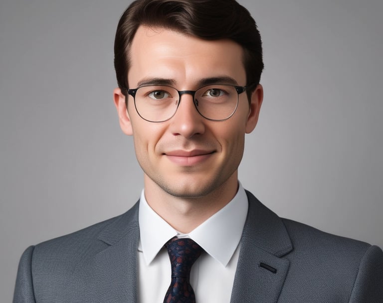 A professional portrait created with AI, featuring a person in business attire with a clean background.