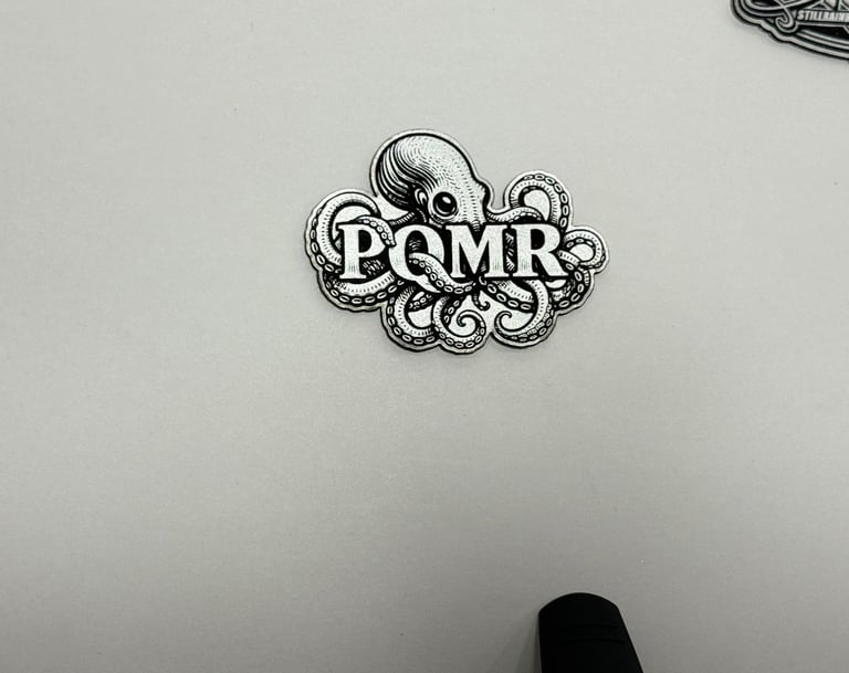Sliver to black PU leather patch