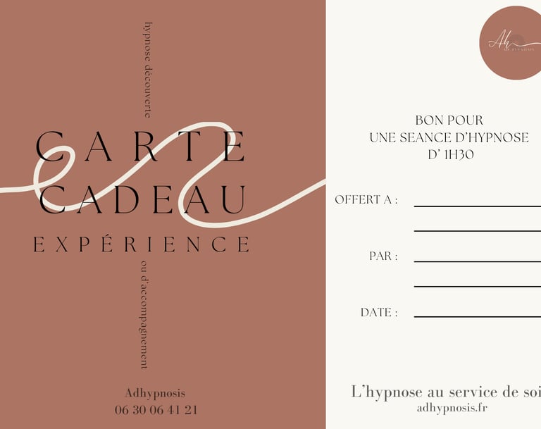 Carte cadeau expérience hypnose d'Adhypnosis