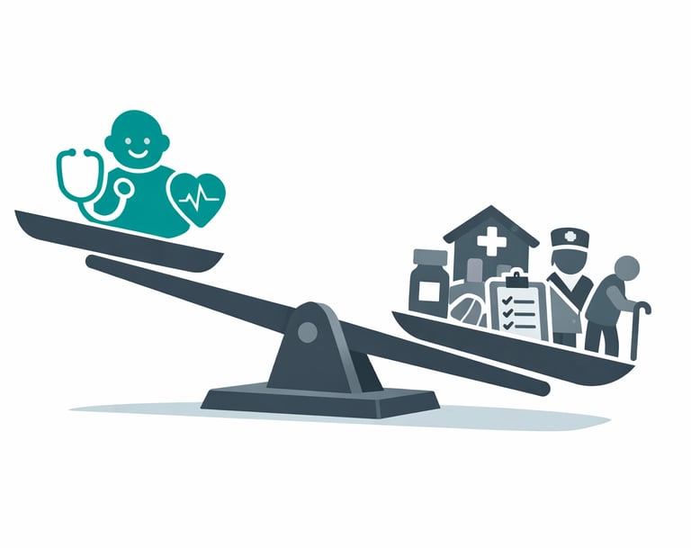 A simplified table comparing the exit value of a generalist home health agency versus a specialized
