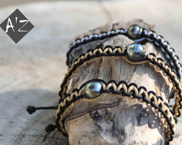 bracelets tressés en perle de Tahiti 