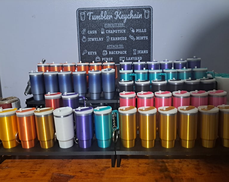 Miniature keychain tumbler containers