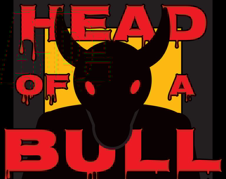 A thumbnail for the game Head of a Bull. A minotaur's head is silhouetted by a yellow doorway.