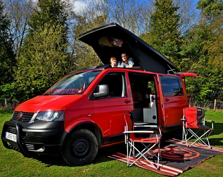 A VW T5 Transporter 4motion with pop top roof