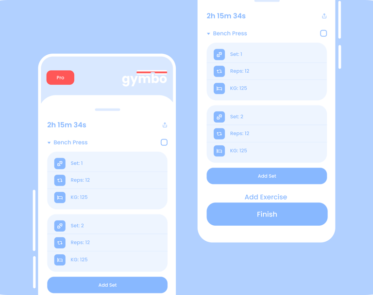 Screen for logging strength training workouts, easily recording sets, reps, and weights during your