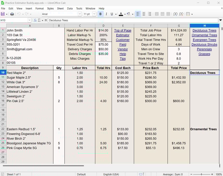 Landscape Estimating Software