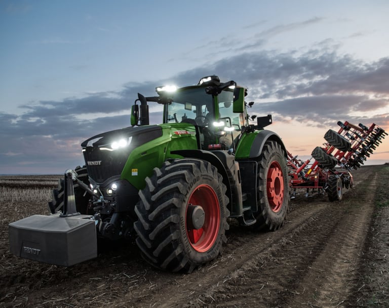 Tracteur de la marque Fendt dans un champs