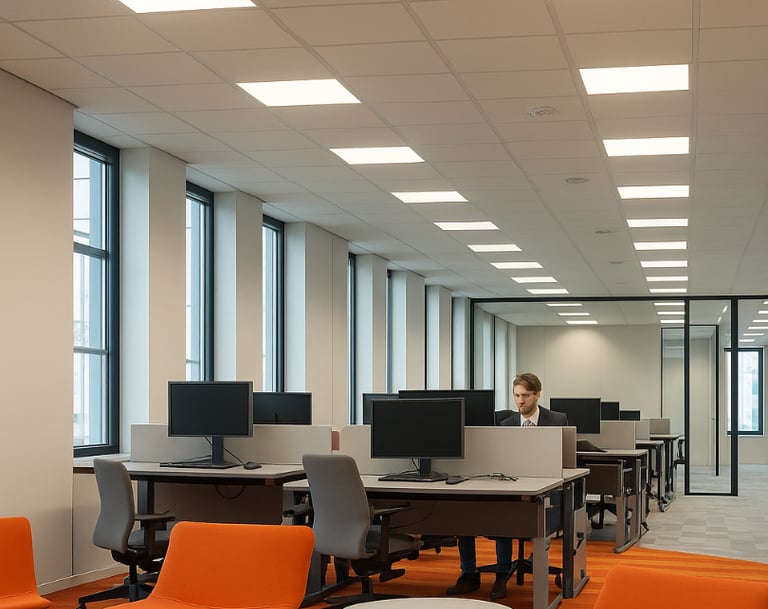 60 bij 60 armatuur in kantoor