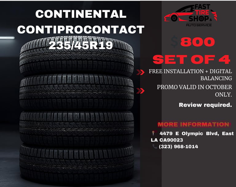 Continental ContiProContact 235/45R19 tire set of four with digital balancing promotion at Fast Tire