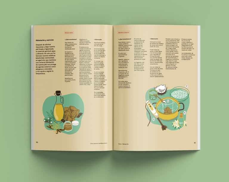 a magazine opened to show recipes with illustrations