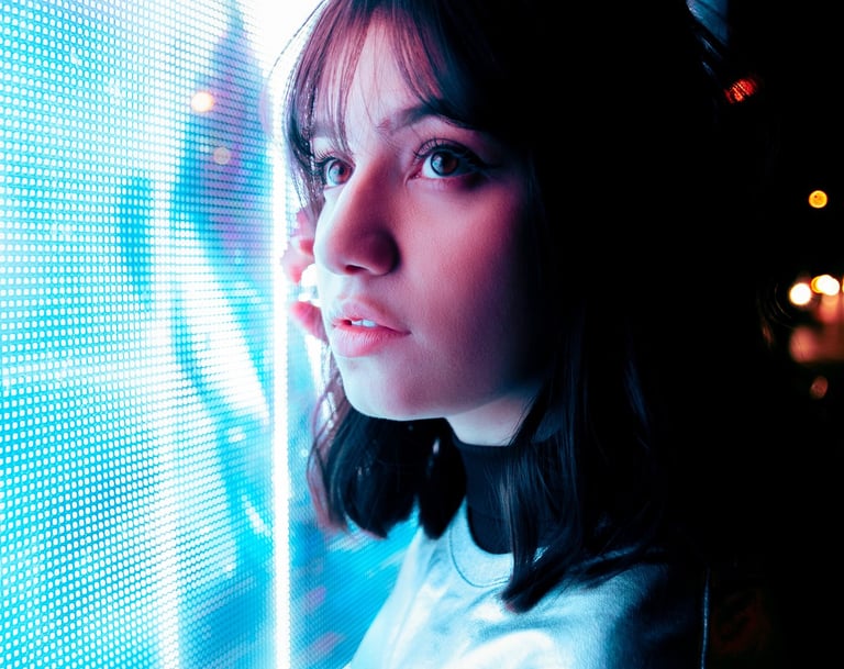 a woman in a white shirt and black hair