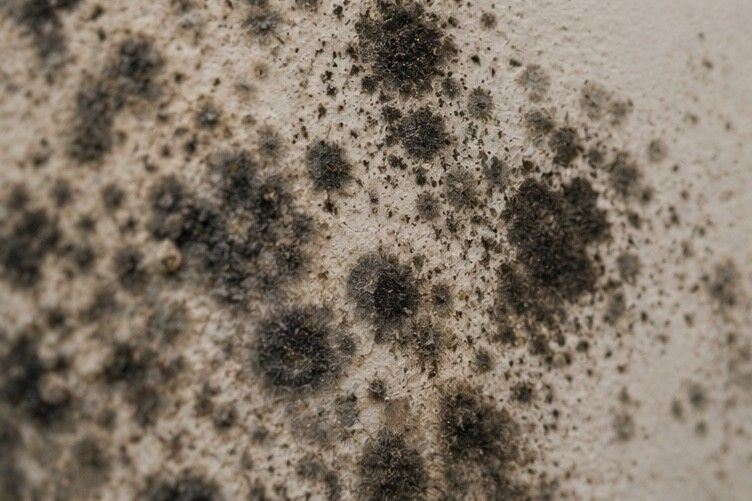 close up of black mold growth on drywall surface in Colorado Springs property basement showing toxic contamination requiring