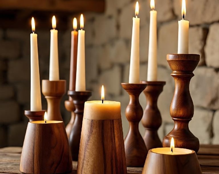 pillar candle holder, wooden candle holders by ARTASHI India