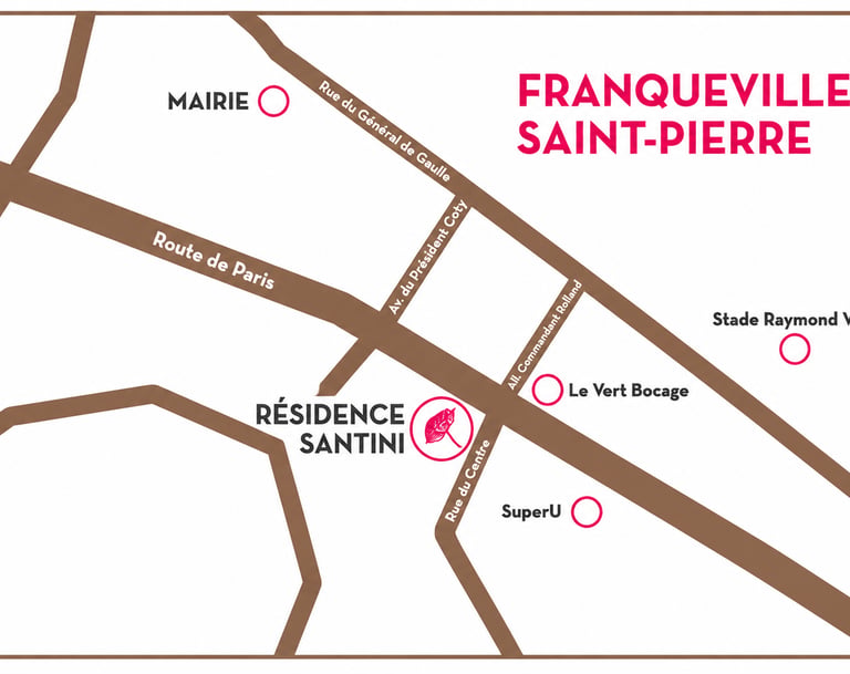 Plan de localisation de la Résidence Santini à Franqueville-Saint-Pierre, située rue du Canivet, à p