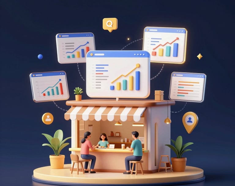 small business owner managing online marketing campaign