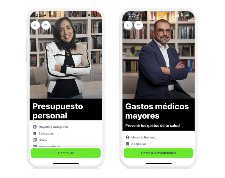 Pantallas app educación financiera
