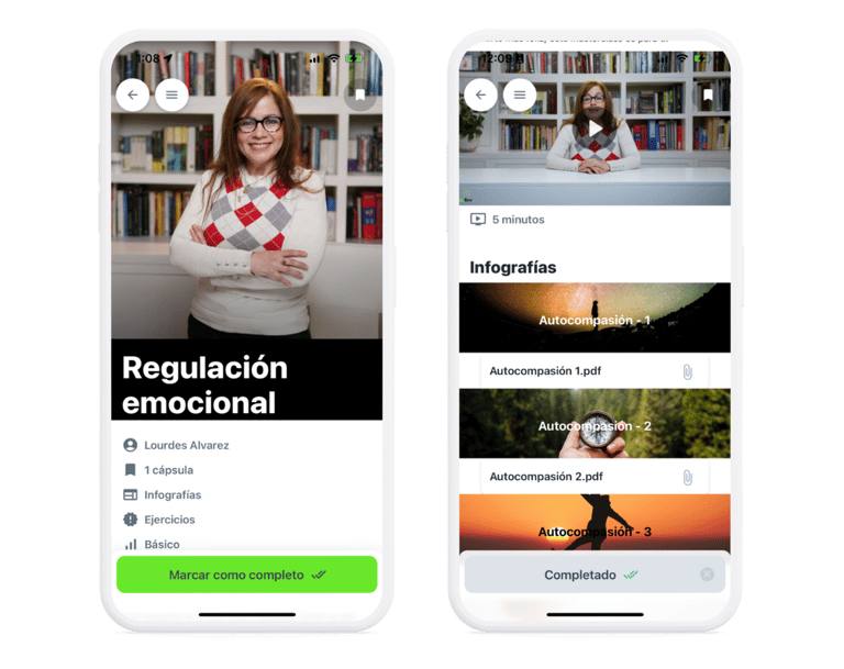 Pantallas aplicación salud mental