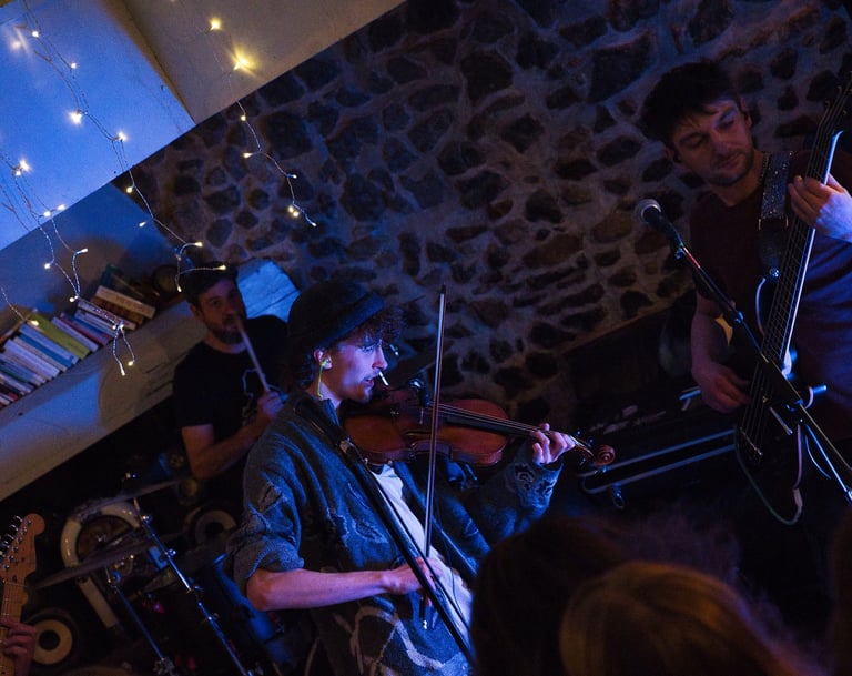 Etienne du groupe de musique Gontrand jouant du violon