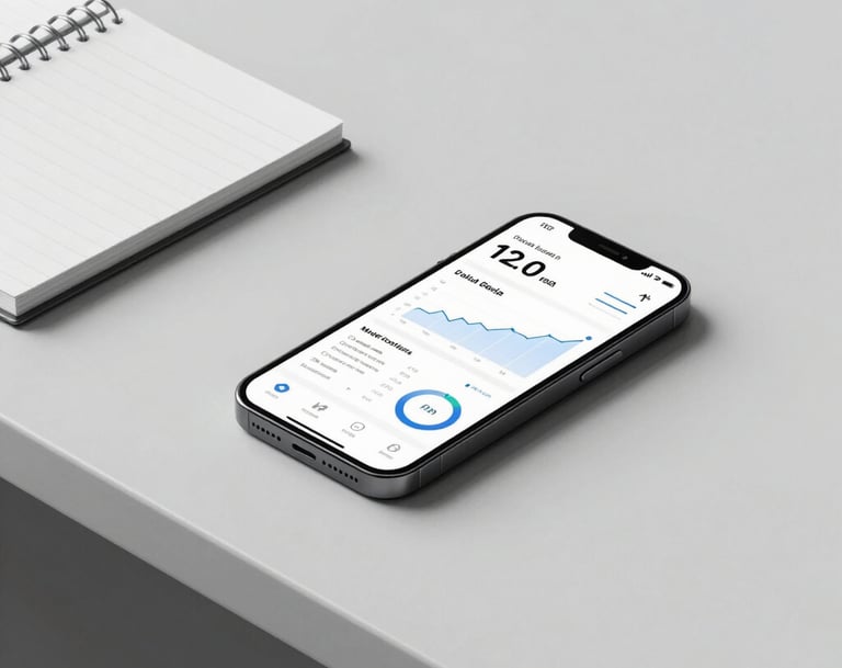 Smartphone mostrando analítica de crecimiento y gestión de redes sociales para negocios locales