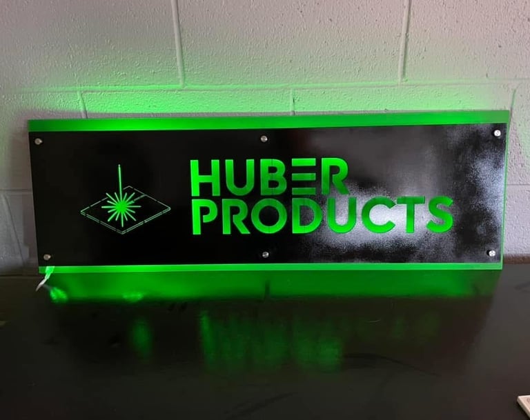 Huber Products Custom Cut Sign