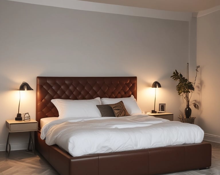 Leather Double Bed, affiliate link.