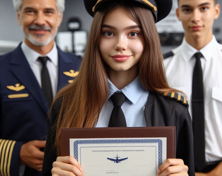 mujer graduación piloto