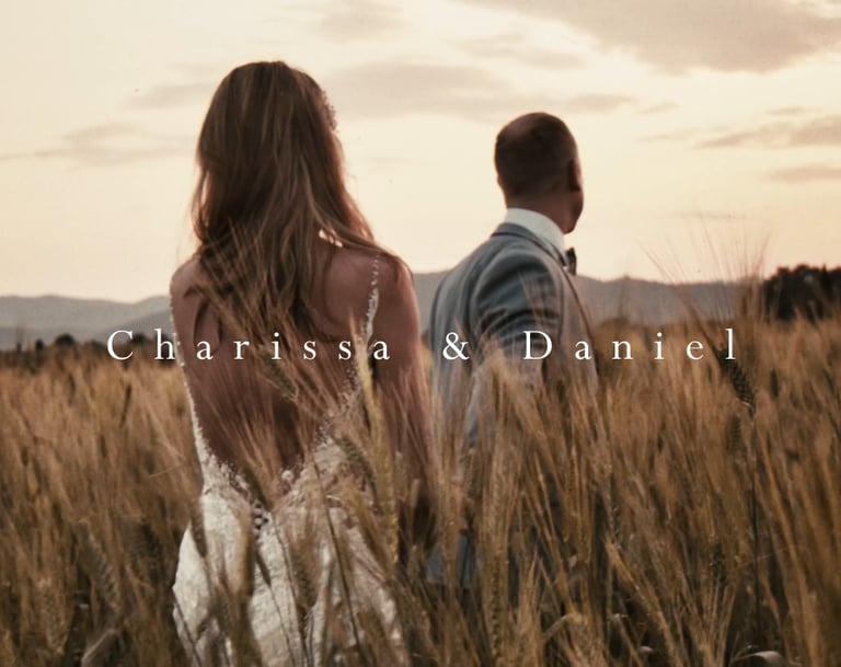a man and woman standing in a field, destination wedding in italy