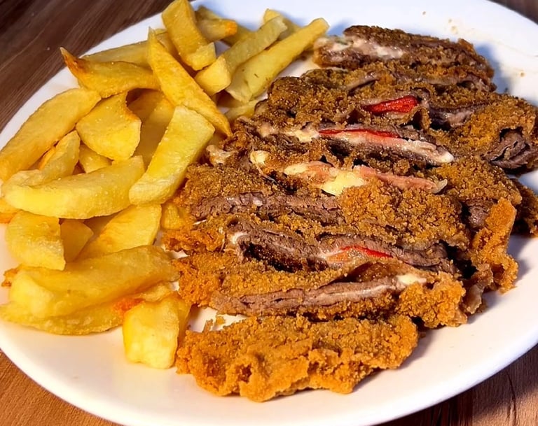 Cachopo de ternera cortado