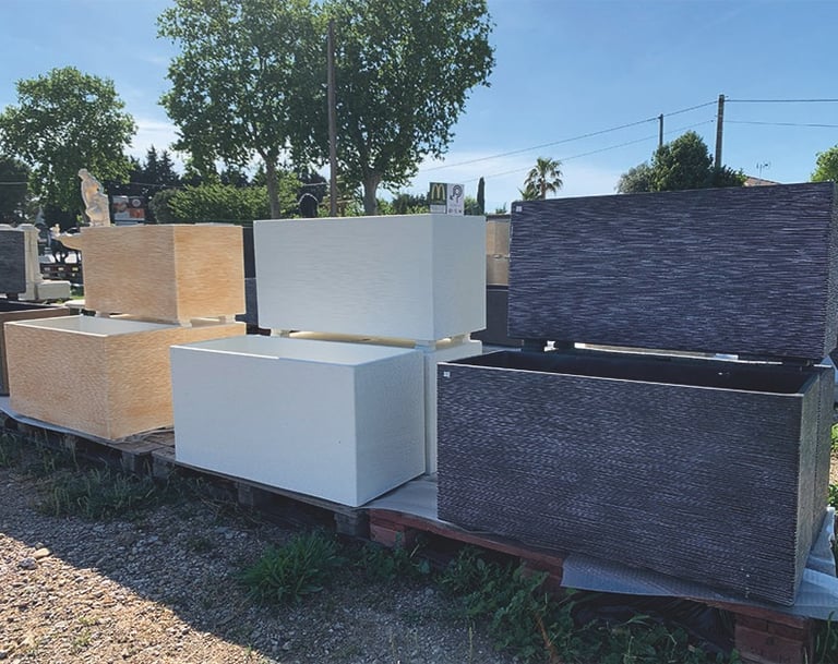 pot en béton bac, jardinière