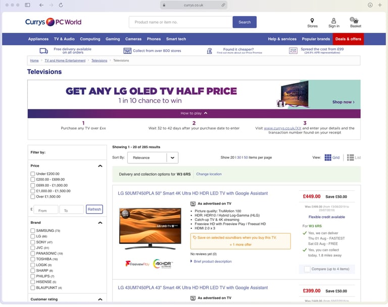 a website page with a picture of a television screen shot