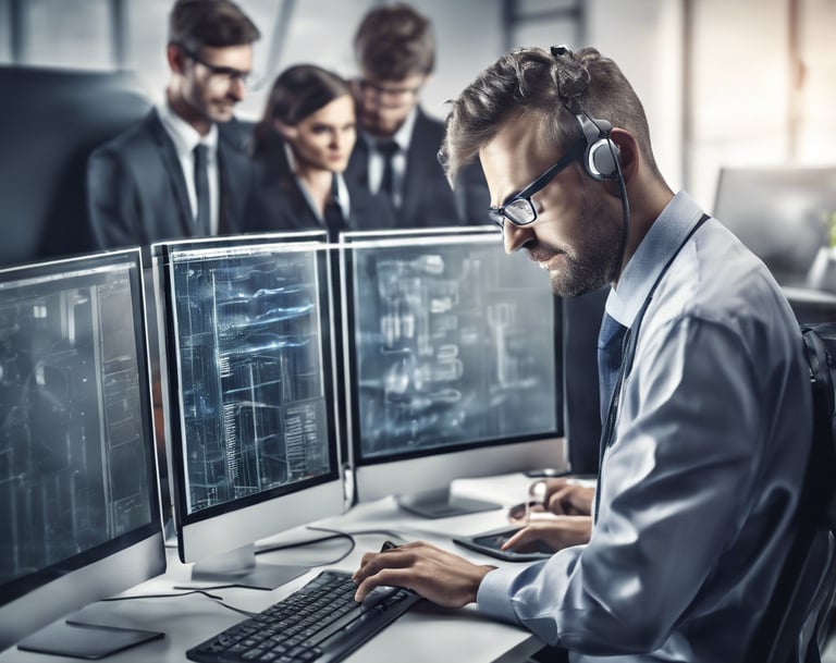 person facing computer desktop