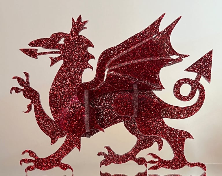 An image of a glittery red dragon