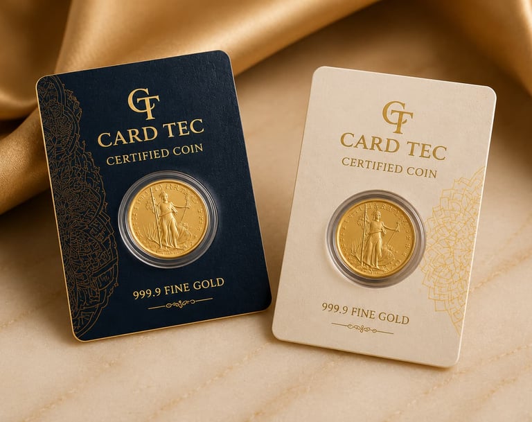 Premium coin cards for gold and silver coins by Card Tec