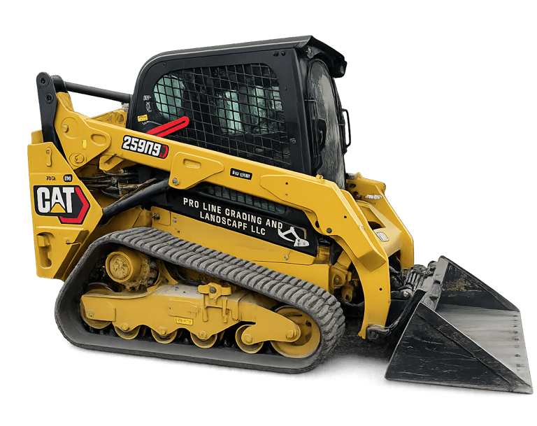 Outdoor grading work using professional equipment