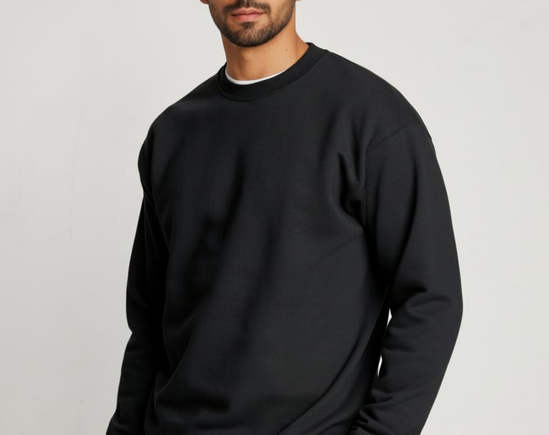 a man in a black sweater and jeans jeans