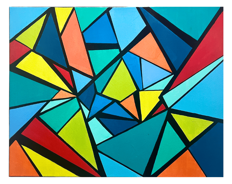 Mid-Century Modern Abstract Art Colorful Triangles Art by Frankie