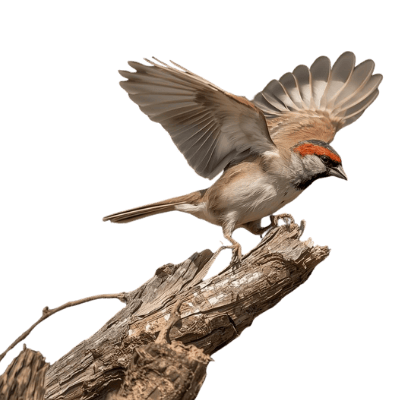 sparrow landing on a log, showing it can rely on creative sparrow's seo and branding services