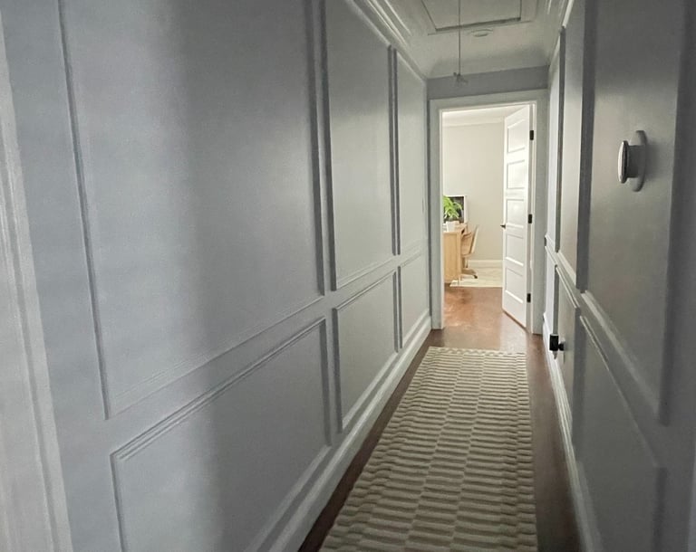 Custom crown molding and wall panels, installed in a Monmouth County NJ home