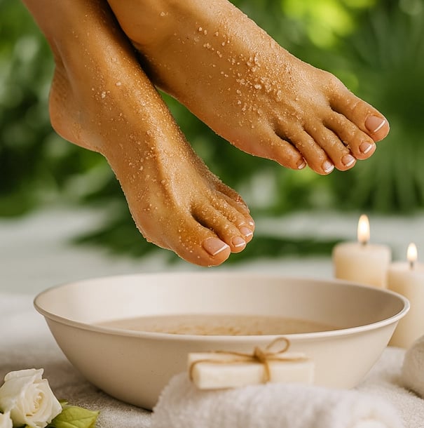 Voeten tijdens een luxe voeten spa