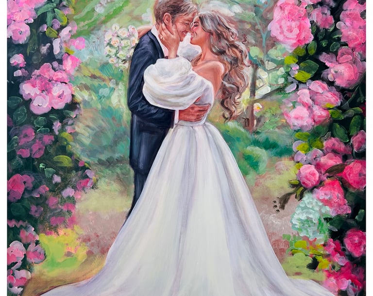 Beautiful acrylic live wedding painting painted by Nominsstudio.com